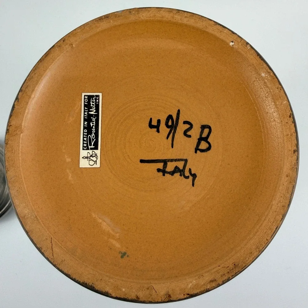 Bitossi Italy‎ Blue Green Sgraffito Sun Canister Jar with Lid HTF